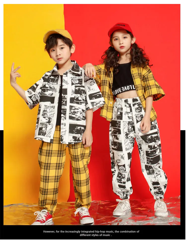 Girls children's clothes Set 4 6 8 10 12 14 16 Years clothes hip hop tshirt kids dance costume kids jazz boy's tracksuit 140 160 170 (2)