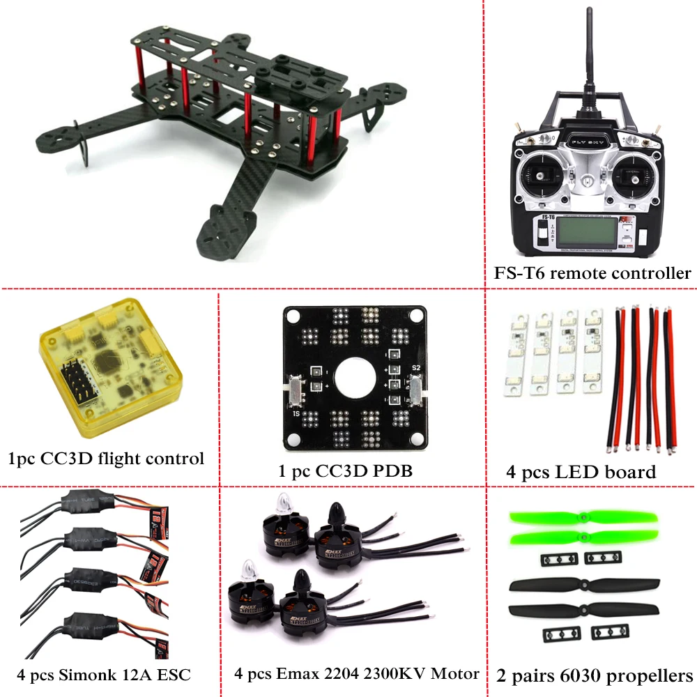 

drone with camera Carbon Fiber Mini QAV250 C250 Quadcopter Frame Motor 12A Esc CC3D Flight Control FPV