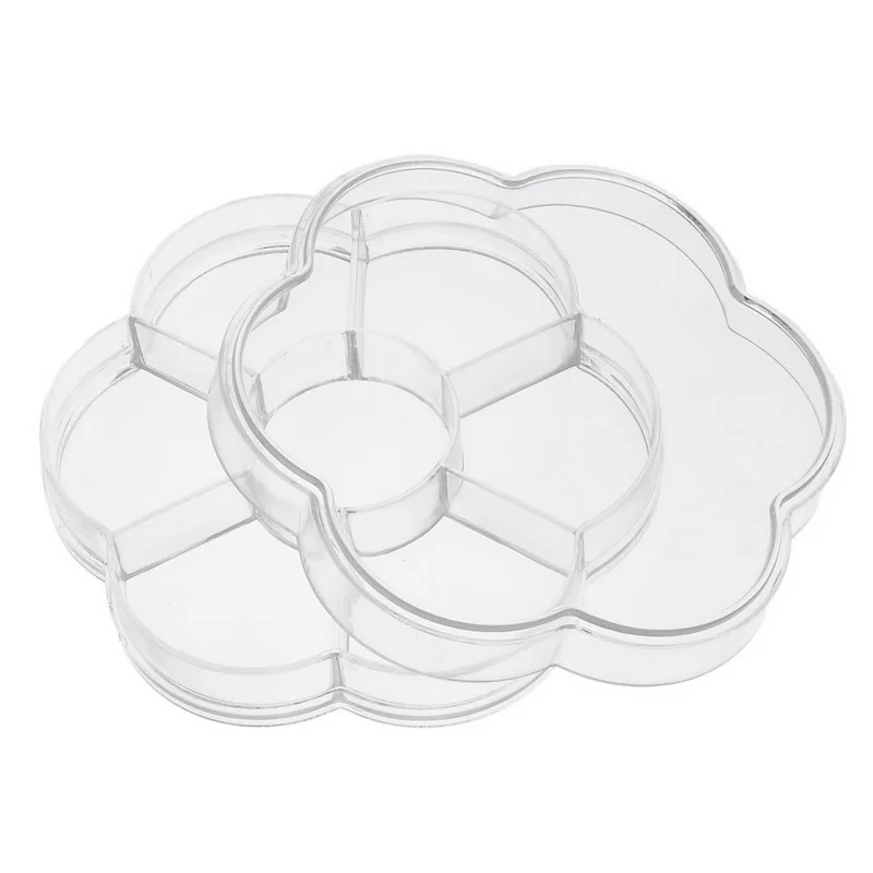 

2Pcs New Clear Acrylic Flower Shape Storage Boxes Display Container Carrying Cases 10.5x9.5cm