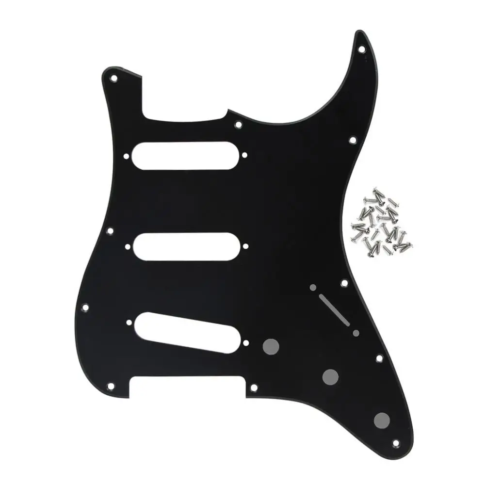 FLEOR 1 шт. Страт накладка на гитару sss pick Guard Scartch Plate w/pick guard винты для 11 отверстий гитарных частей, 20 цветов на выбор - Цвет: Matte Black 1Ply