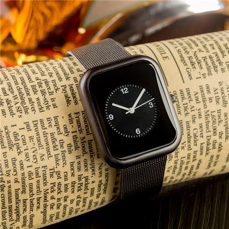 

Luxury rectangle dial Mesh band women Wristwatch New Fashion Analog ladies Quartz Watch female Casual Watch Simple Dress hours