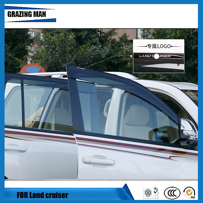 Sun visor High quality PP material car Window Visor Wind Deflector Rain Guard Defletor for LAND CRUISER 2008-2018 | Автомобили и
