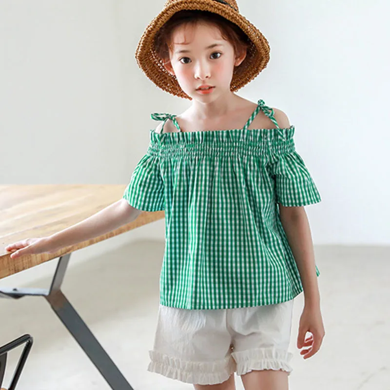 Estilo preppy moda niños blusas niñas Primavera Verano 2018 coreano niñas tops chica niños verde|blouses for girls|blouse girlfor girls blouse - AliExpress