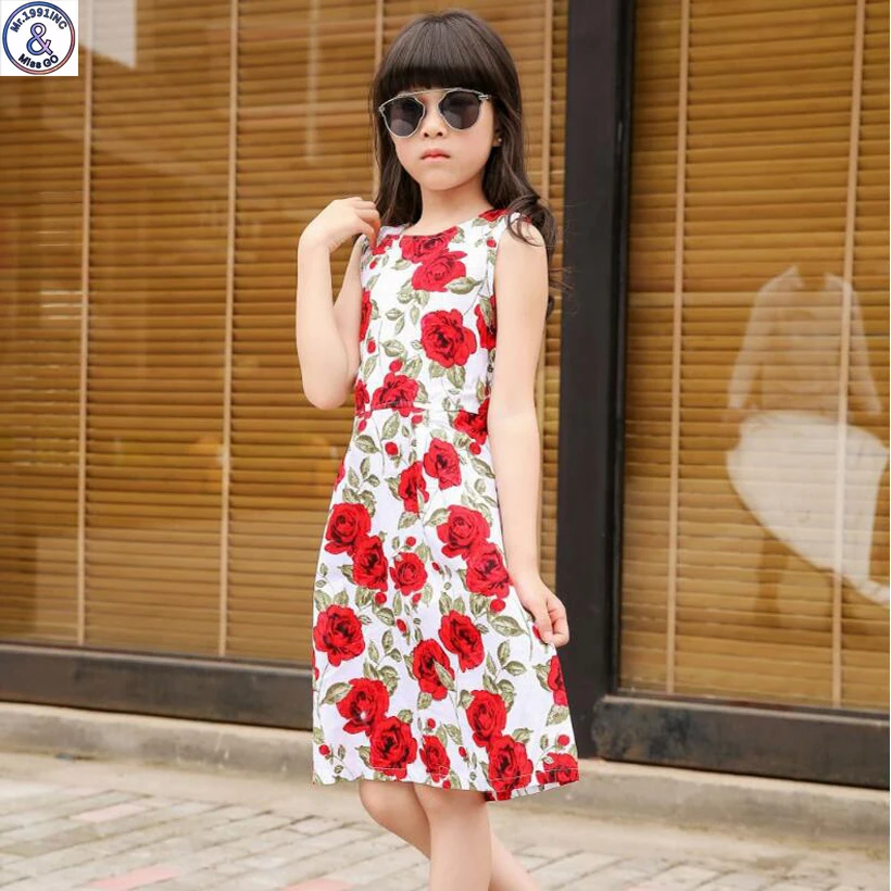 

Mr.1991 summer style Designs children dress Sunflowers/rose flowers Dress Teenage girls Dress vestidos Infantis Clothes L21