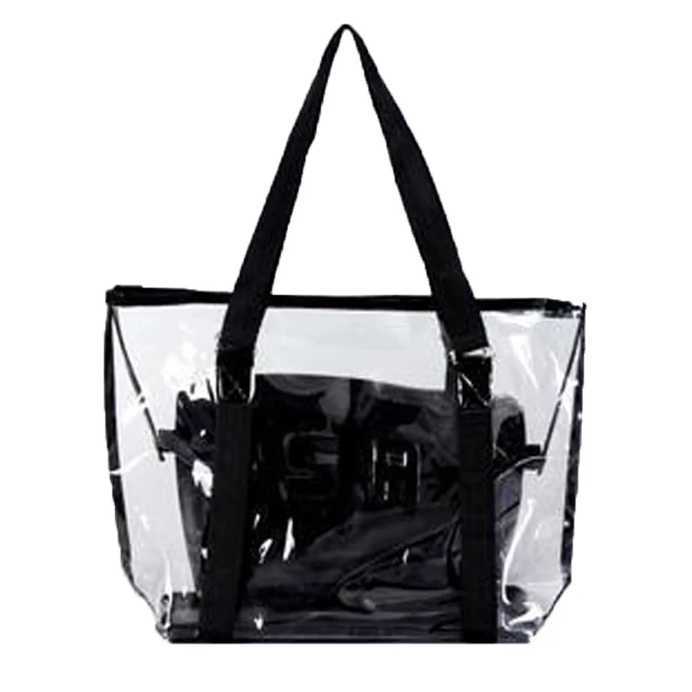 

Waterproof Swimming Storage Plastic Beach Bag Tote Handbags Women puTransparent Stripe solid Pouch Bath Wash Bags OCT5