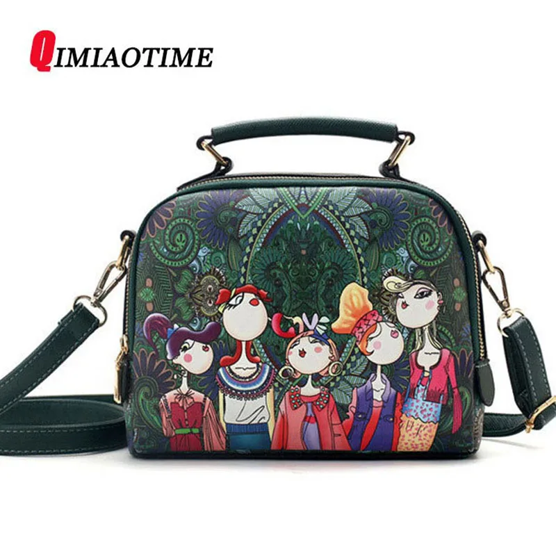 

QIMIAOTIME 2018 New Korean Wave 3D Printing Handbag Shoulder Bag PU Leather Ladies Bag Simple Fashion Brand Diagonal Package