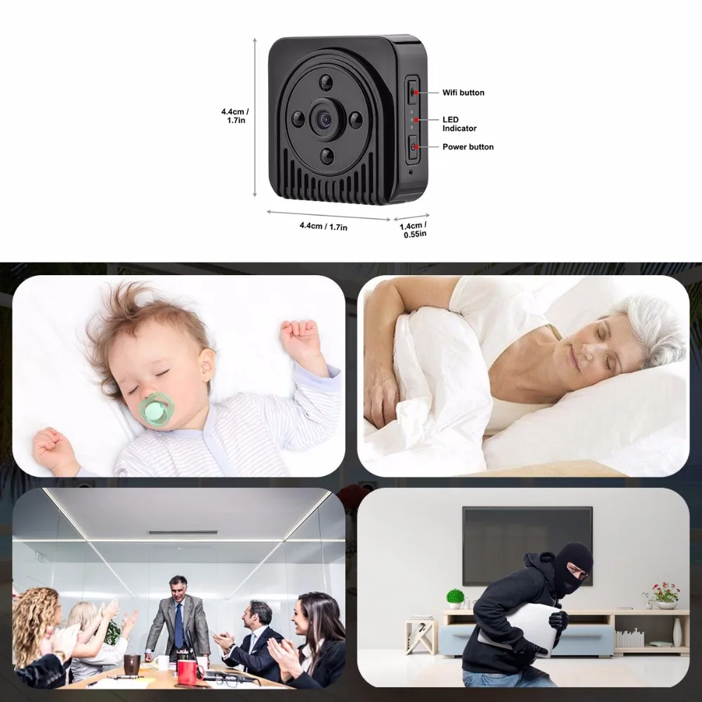 HD1080P 360 градусов вращения WiFi IP мини камера Espia Видео рекордер Цифровая видеокамера
