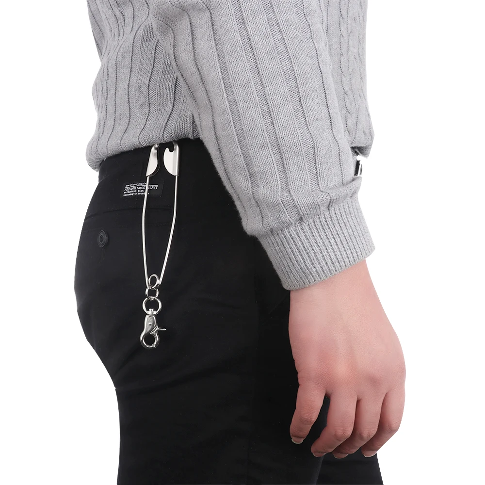 

Rock Trousers Hipster Pant Jean Keychain Unisex Punk Metal Wallet Belt Chain silver pin Ring Clip Keyring Men's Hip Hop Jewelry