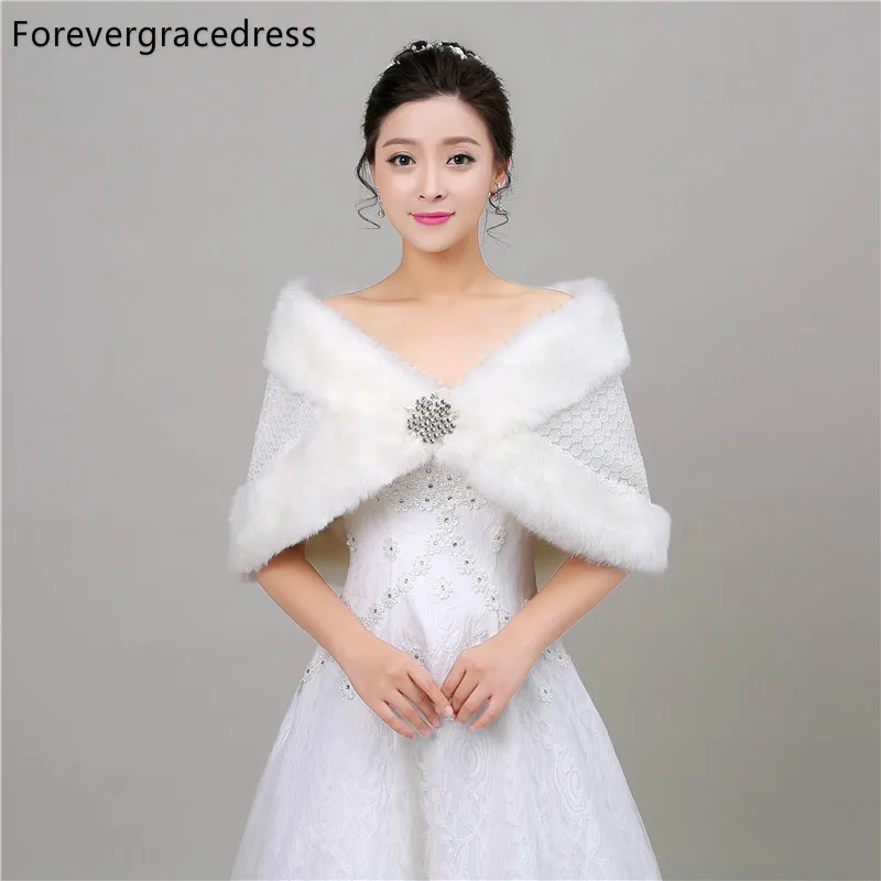 

Forevergracedress New Grace Women Winter Faux Fur Wedding Wrap Bolero Jackets Bridal Coat Cape Cloak Shawls Scarves In Stock