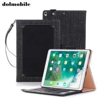 شراء Dolmobile الرجعية خياطة الترقيع بو الجلود حالة الغطاء مع حامل ل باد برو 10.5 2017 مع فتحات بطاقة حزام اليد 30 قطع