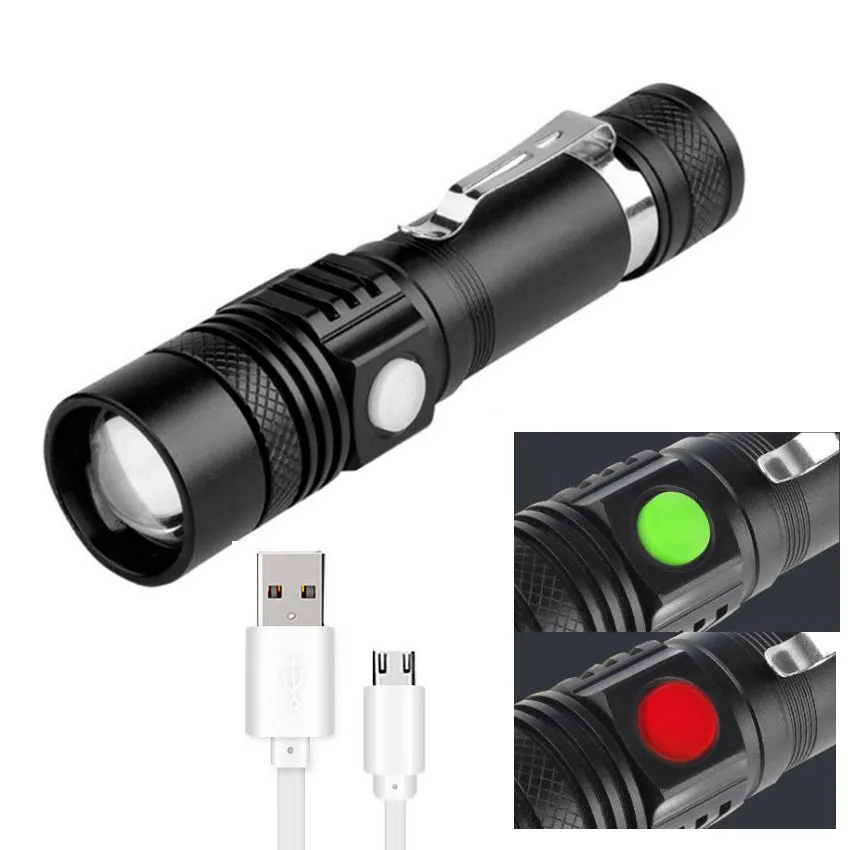 

Zoom Mini Small Flashlight USB micro Direct Charge Highlight T6 Lamp Bead zoomable Tactical Flashlight for outdoor lighting