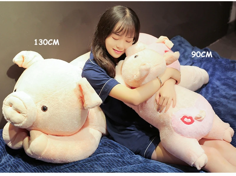 Dorimytrader 2019 New Kawaii Fat Pig Plush Toy Giant Funny Animal Pigs Toy Animals Pillow Cute Girl Holding Sleeping Pillows 90cm 110cm 130cm DY50544 (14)