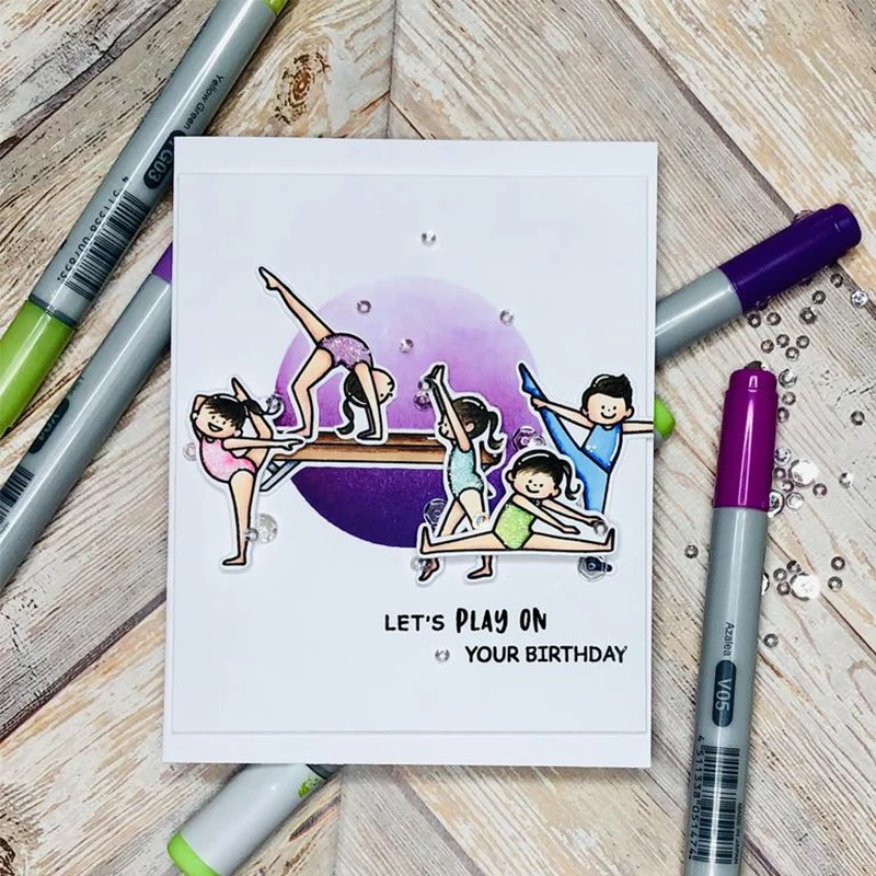 

Jump Tumble Flip Gymnast Transparent Clear Silicone Stamp/Seal for DIY Scrapbooking/Photo Album Decorative Card Making 4*6inch