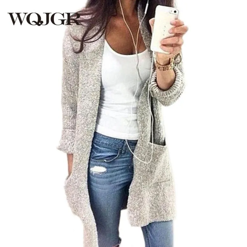 

WQJGR Cardigan Sweater Women 2018 Autumn And Winter Oversized Sweater Loose Coat Long Sleeve Knitting 5XL