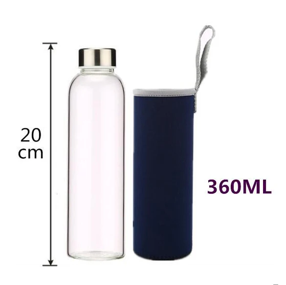 Glass Water Bottle with protective bag Travel Drinkware Portable Bottle Transparent Bottle for Water Tea Glass Sport Bottle