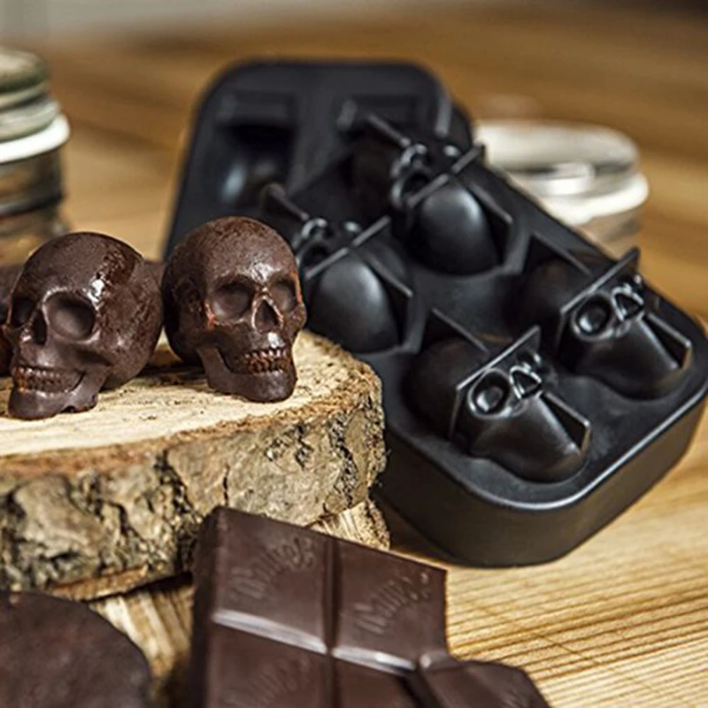 Skull Shape 3D IceTool Mold Maker Party Bar Silicone Chocolate Mould Tool 