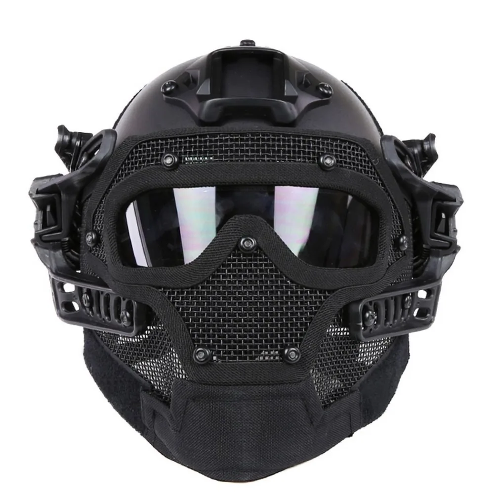 Быстрый Тактический шлем Molle в сочетании с полной маской и очками для страйкбола пейнтбола CS и других видов активного отдыха свободный размер