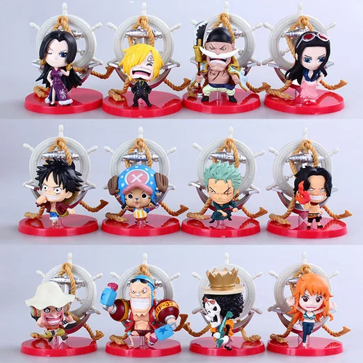 

12pcs/set Anime One Piece Luffy Sanji Zoro Nami Robin Brook Ace PVC Action Figure Collection Toys One Piece Action Figure