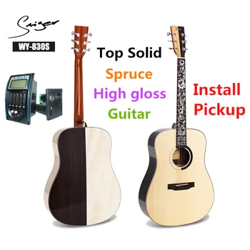 

Guitar Solid Spruce Acoustic Electric Steel-String 41 Inches D-Body Guitarra 6 Strings Folk Pop Guitars Pickup High Gloss Splice