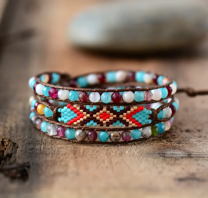 Цветной бисер, женский браслет в стиле бохо, натуральные камни, бисерный простой браслет, подарок на день рождения, Прямая поставка