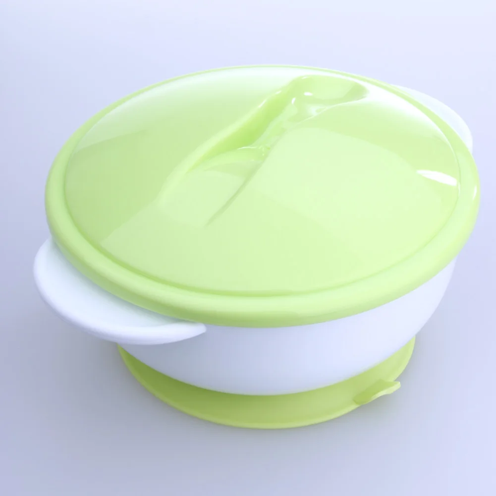 Детская миска для кормления с присоской и чувствительной температурой, ложка на присоске, Детская миска, детская посуда, набор посуды для детей