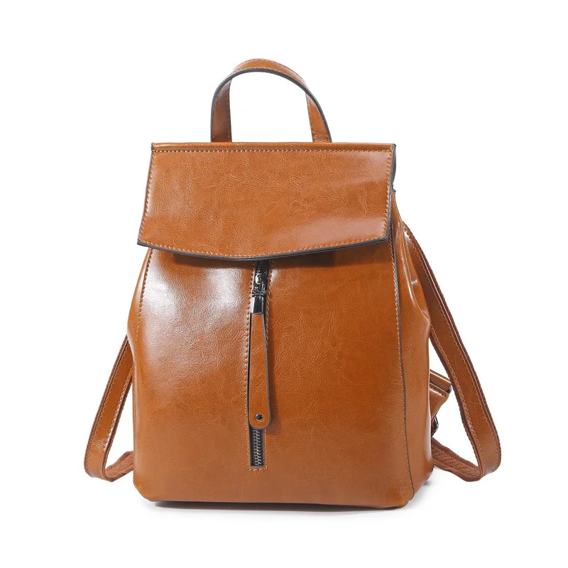 Женский рюкзак SMILEY SUNSHINE, кожаные рюкзаки для девочек-подростков, школьная сумка, женская сумка на плечо, женский рюкзак черного цвета - Цвет: brown
