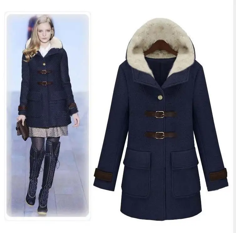 Fashion Lady's Winter and Autumn Long Slim Style Wool Blends Coat Women's Fit Wool Coat Jacket Warm Outerwear High Quality