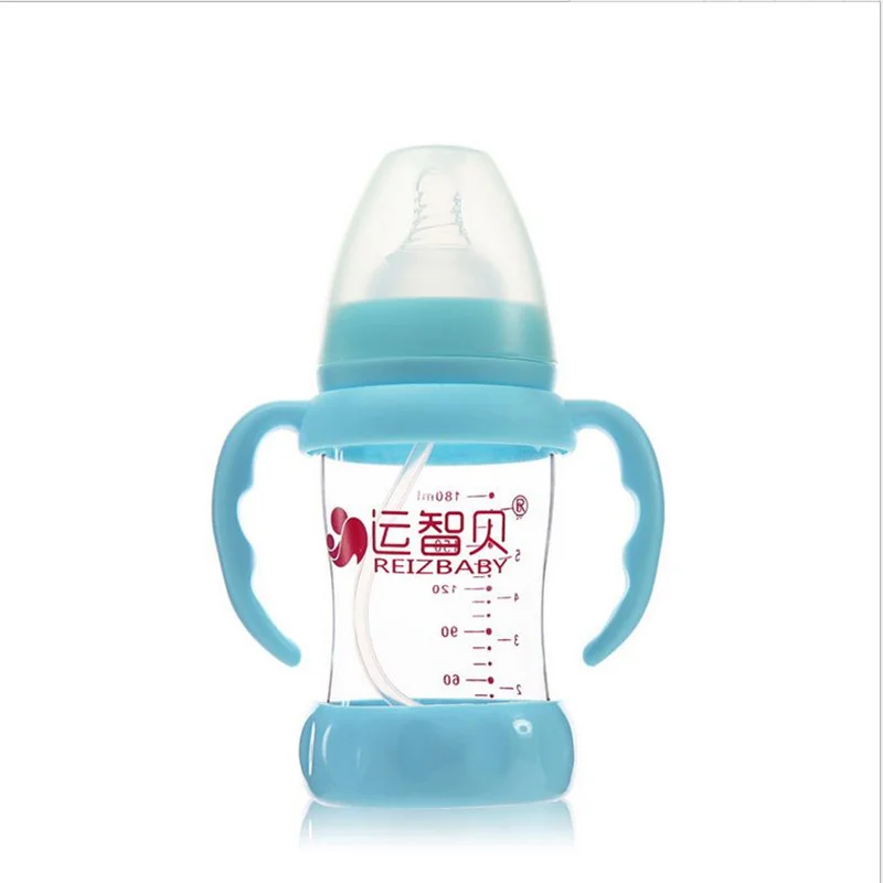 Neonatal Glass Bottle Wide Mouth Glass Bottle With Dust Cover Infant Anti-flatulence Baby Bottle Size180ml/240ml/300ml Daibing