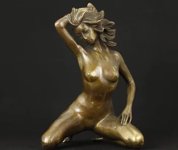 

Nice Big Old Bronze Collectable Handwork Casting Belle Ornament Statue Figure