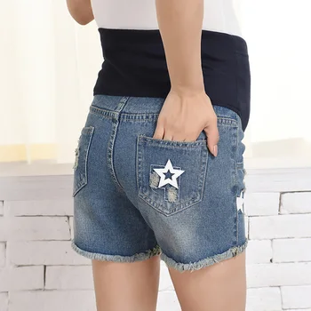 

Summer Star Maternity Shorts Denim Jeans Short Pants for Pregnant Women Adjustable Belly Supporting Pregnancy Shorts