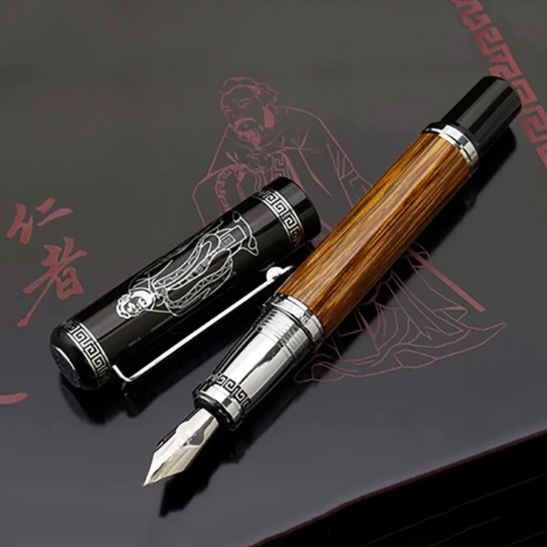 Duke 551, Классический Конфуций, натуральный бамбук, металлическая авторучка для каллиграфического пера, средний/изогнутый Иридиум, 0,7 мм/1,2 мм, для офисного подарка
