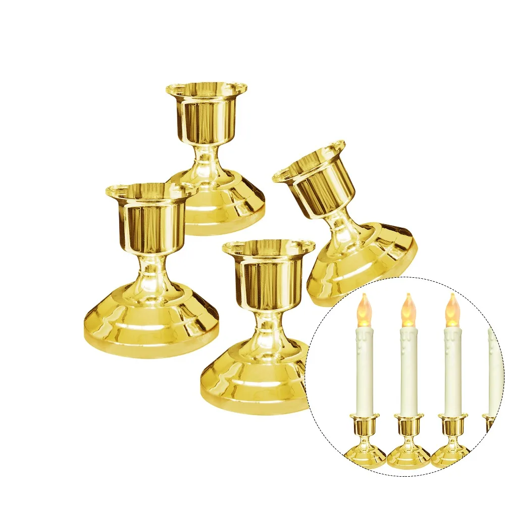 

2 pcs Silver/Gold Plated Candle Holder Sticker Candles Holder For Candles Fake Tapers Christmas Party Decors Free Ship