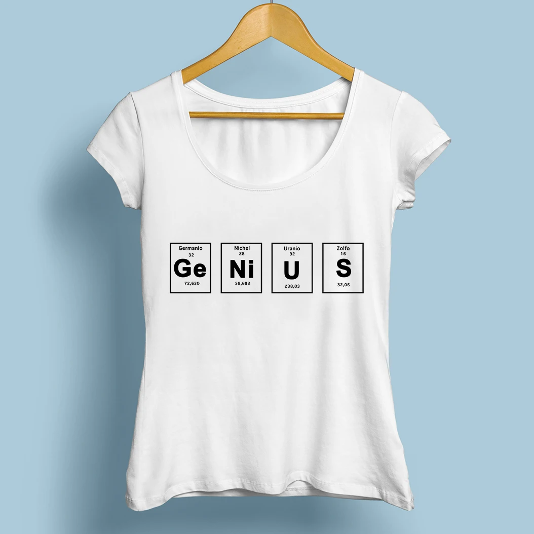 

The Periodic Table design GENIUS BEAUTY tshirt femme jollypeach brand 2018 new white casual t-shirt women o-neck funny T Shirt