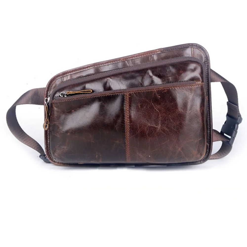 2018 Men Genuine Leather Cowhide Vintage Sling Chest Bag Travel Hip Bum Belt Pouch Fanny Pack Waist Pack