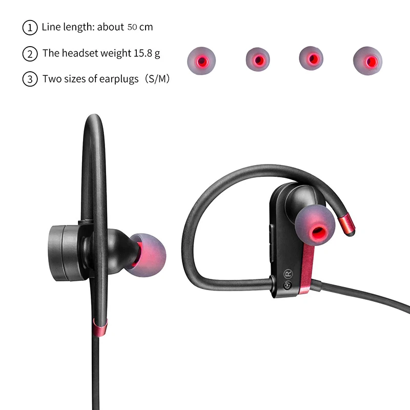 VAORLO Wireless Bluetooth 4 1 Earphone Ear hook Headset With Microphone For Xiaomi Stereo Sound Running Earphones fone de ouvido