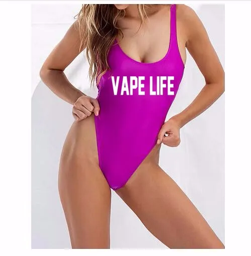 Высокое качество на заказ VAPE LIFE женский комбинезон купальник купальный костюм боди пляжная одежда высокого качества Забавный с буквенным принтом