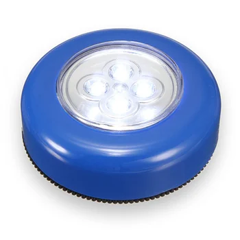 

Blue Wheels Shaped Mini 4 LED Night Light Lamp Battery Powered Blub Wireless Bright Wall Cordless Touch Stick Lamp