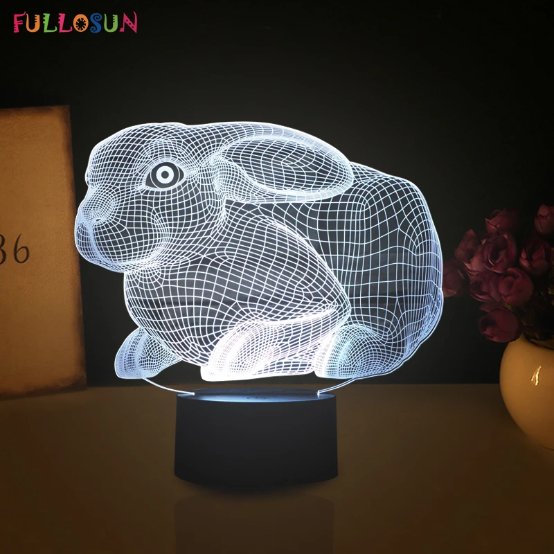 Lovely 3D Aniaml Rabbit LED Lamp with Multi colors Changing 5V USB LED