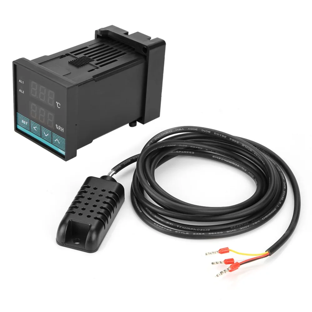 

AC85~265V Digital Temperature Humidity Controller Thermostat 0.36 inch Display with Relay Cable