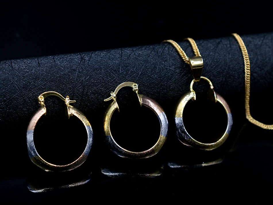 Ювелирные изделия zeadear модные ювелирные изделия для женщин обруч серьги подвеска ожерелье Дубай высокое качество круг ювелирный набор для вечерние свадебные