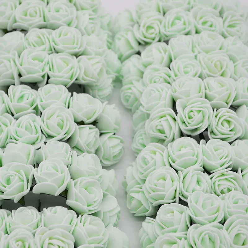 72/144 шт 2 см поролоновые розовые Искусственные цветы для дома Свадебные Автомобильные украшения помпон для гирлянды «сделай сам» декоративный Свадебный искусственный цветок Роза - Цвет: light green