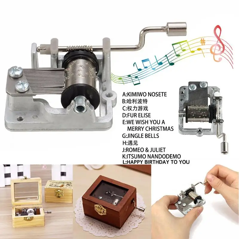 

DIY Music Box Movement Play Set Variety Tones Mechanical Music Box Hand Crank Music Box Caskets Decorative Collectibles for Girl