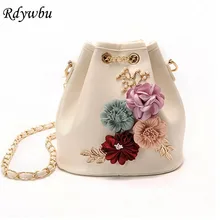 Rdywbu Handmade Flowers Bucket font b Bags b font Mini Shoulder font b Bags b font