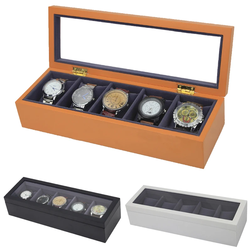 

2019 Luxury 5 Grids Handmade Wood Watch Box Wood Clock Box Watch Case Time Box for Watch Holding