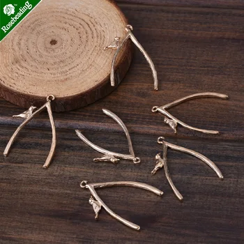

10pcs 21*29MM DIY Charms,Wishbone with a little bird,Matte Gold,suit for necklace/bracelet/earring