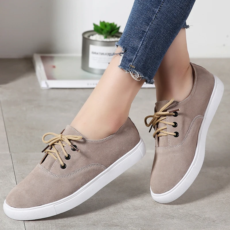

Casual Sneakers Women Flat Shoes Woman Flock Lace Up Solid Spring Oxford Shoes for Women Moccasins Shoes Female Oxfords Loafers