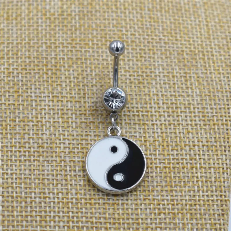 Кольцо для пирсинга пупка живота Tai Chi Yin Yang готическое кольцо тату ювелирные