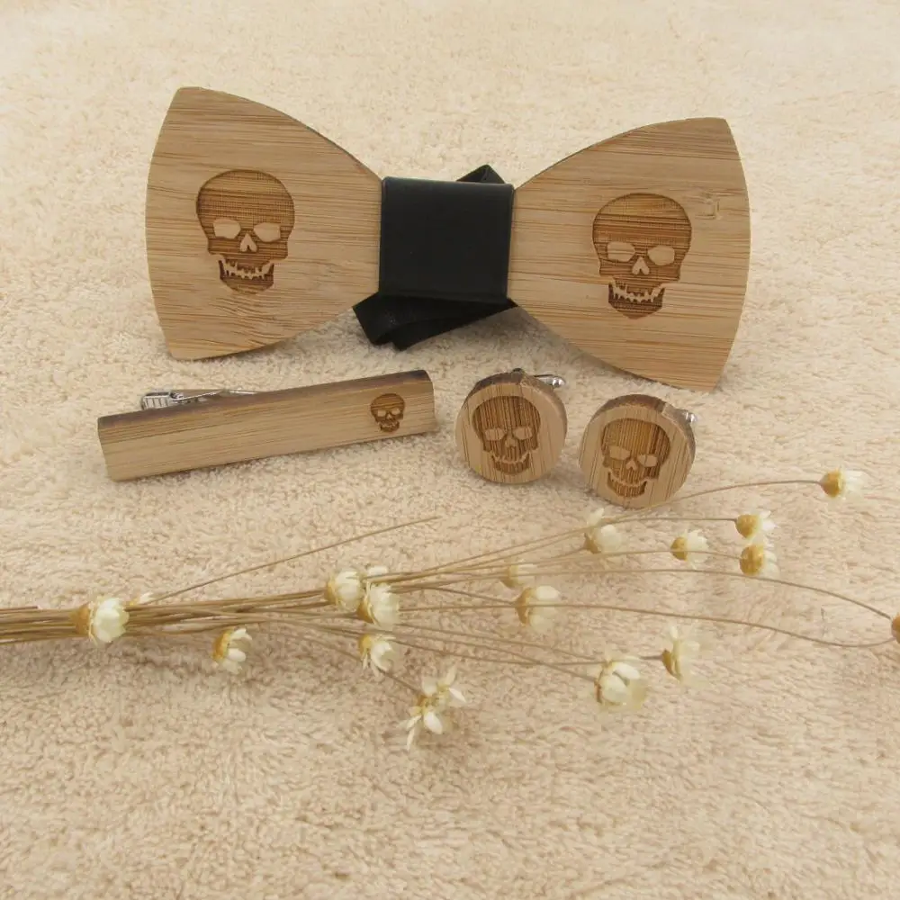 Деревянный галстук Запонки Зажим для галстука модный деревянный галстук-бабочка свадебный аксессуар ручной работы деревянные галстуки Набор