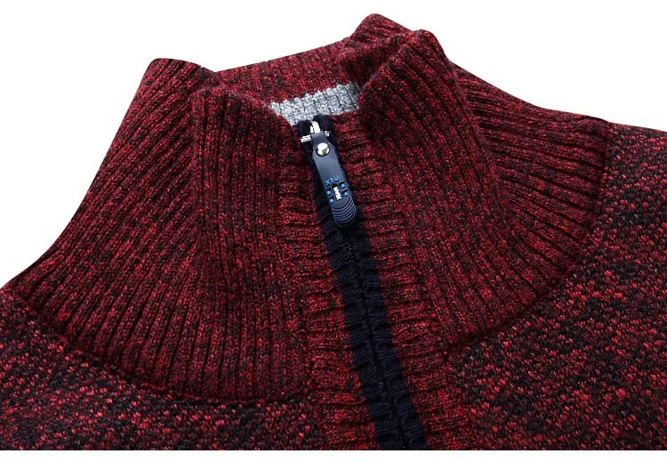 Теплый толстый бархатный кашемировый зимний мужской свитер, Пуловеры на молнии с воротником-стойкой, мужская повседневная одежда, трикотажная одежда с узором, большой размер 3xl