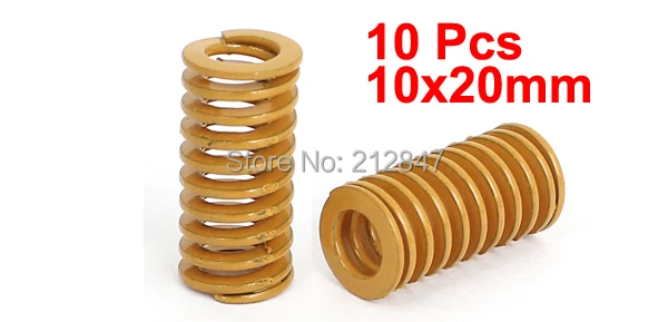 10mm OD 20mm Long Light Load Stamping Compression Mold Die Spring Yellow 10pcs (2)